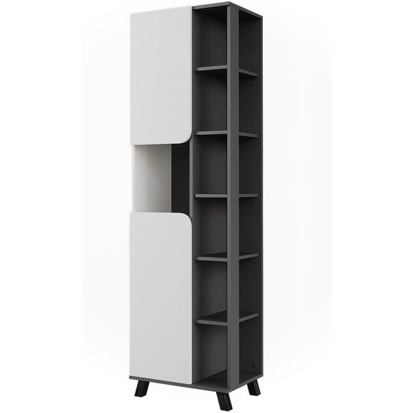 Vicco Hochschrank Karen, Anthrazit/Weiß, 50 x 175 cm mit 2 Türen (1-St)