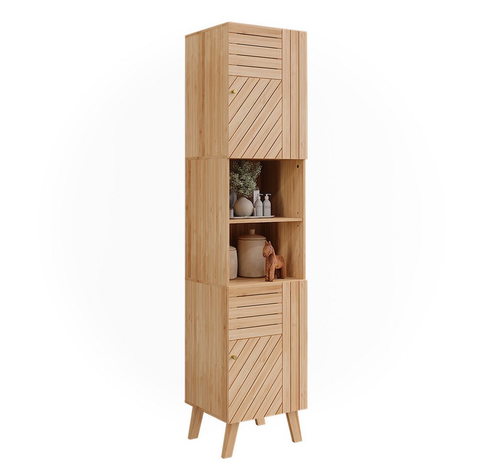 Vicco Hochschrank Lucie, Bambus, 40 x 177 cm mit 2 Türen (1-St) – Bild 5 von 5