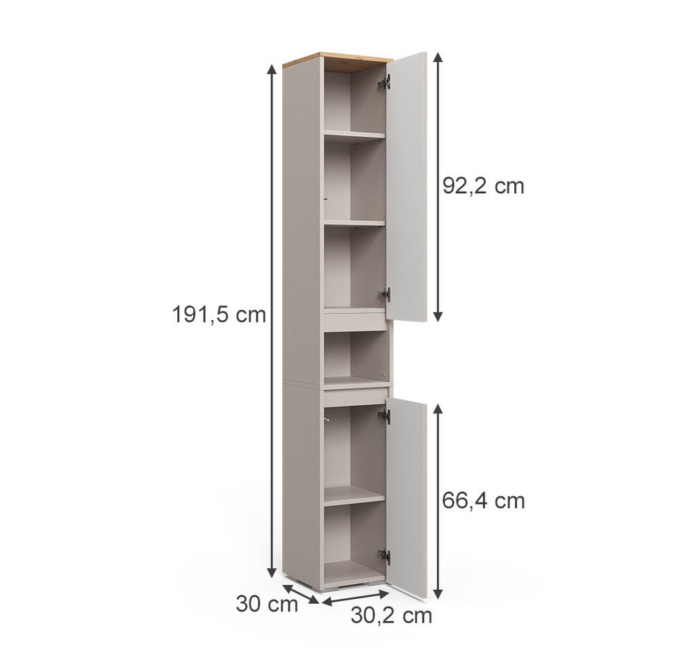 Vicco Hochschrank Majest, Cashmere/Artisan, 30.2 x 191.5 cm mit 2 Türen (1-St) – Bild 2 von 5
