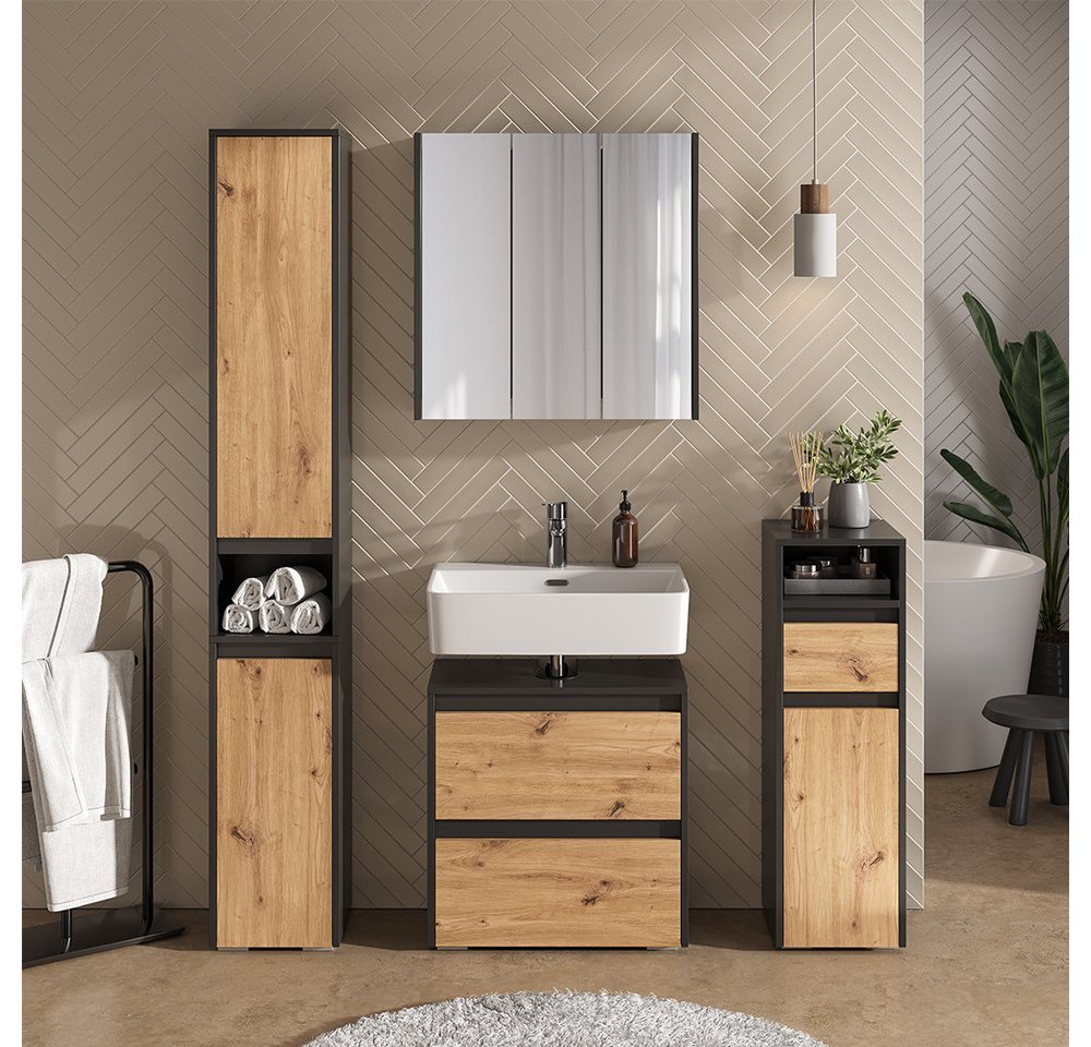 Vicco Hochschrank Majest, Anthrazit/Artisan, 30.2 x 191.5 cm mit 2 Türen (1-St) – Bild 3 von 5