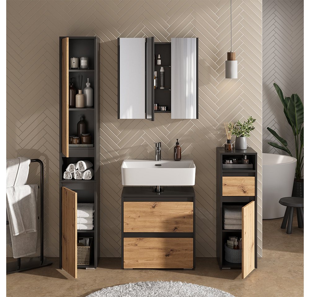 Vicco Hochschrank Majest, Anthrazit/Artisan, 30.2 x 191.5 cm mit 2 Türen (1-St) – Bild 5 von 5