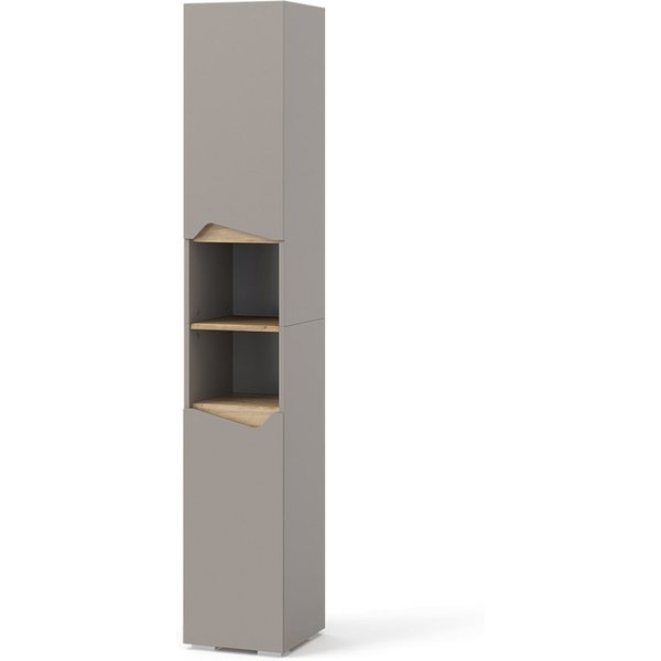 Vicco Hochschrank Marelle, Greige/Artisan-Eiche, 30 x 180 cm mit Türen, und offenen ... (1-St)