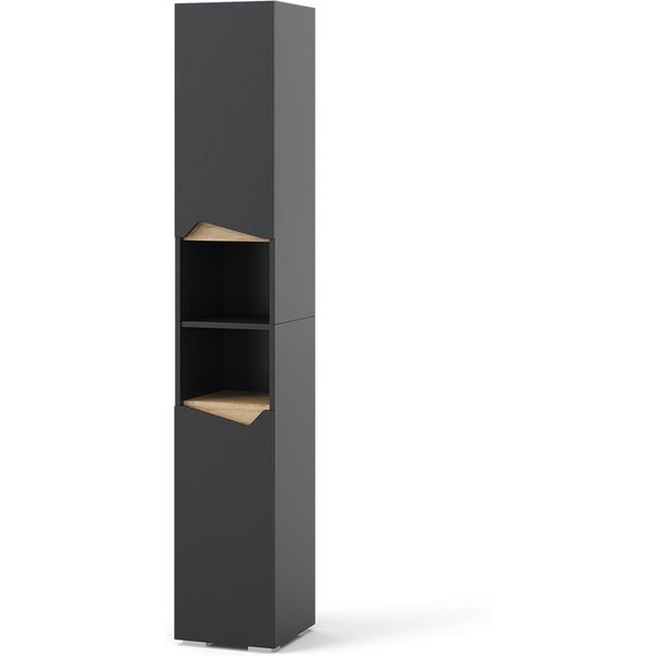 Vicco Hochschrank Marelle, Anthrazit/Anthrazit, 30 x 180 cm mit Türen, und offenen F... (1-St)