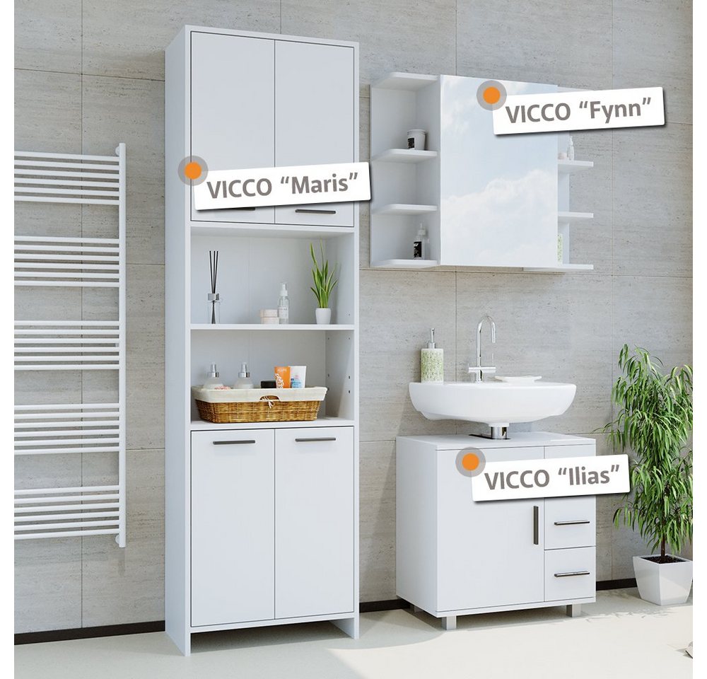 Vicco Hochschrank Maris, Weiß, 56.1 x 190 cm (1-St) – Bild 2 von 5