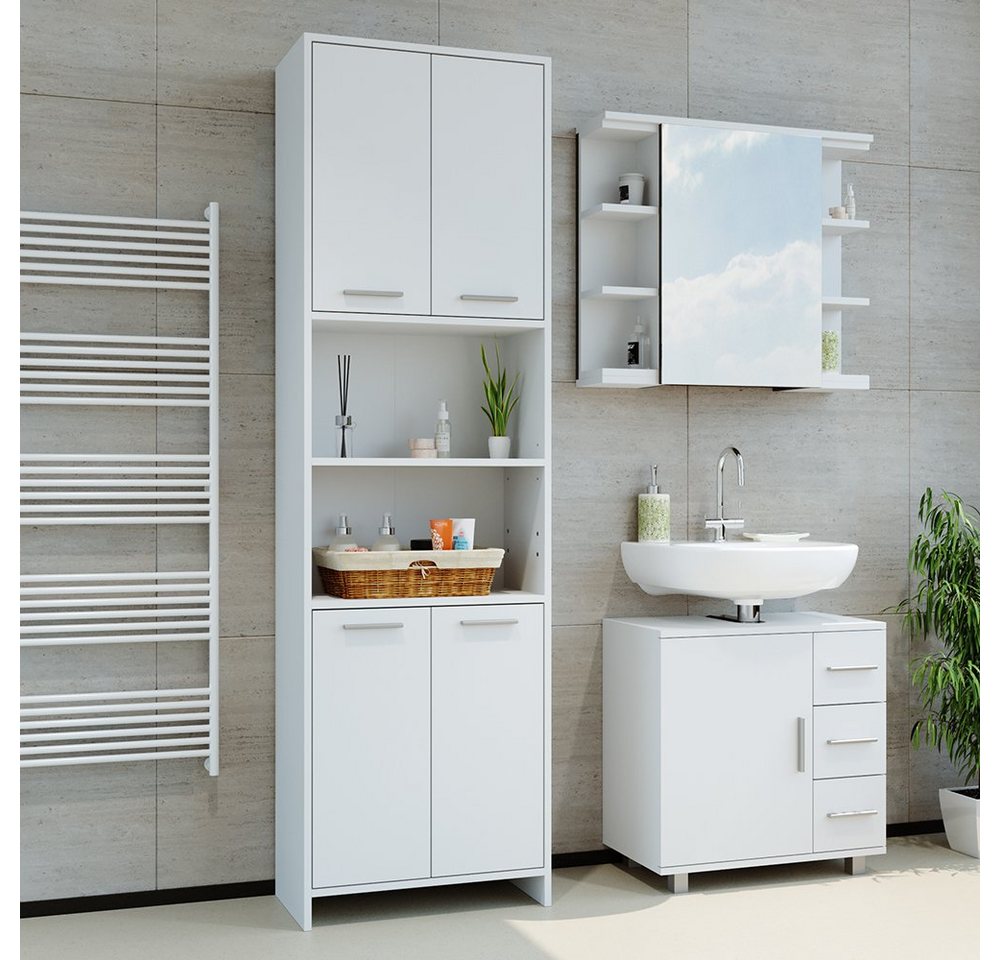 Vicco Hochschrank Maris, Weiß/Weiß, 56.1 x 190 cm Toilettenschrank (1-St) – Bild 4 von 5