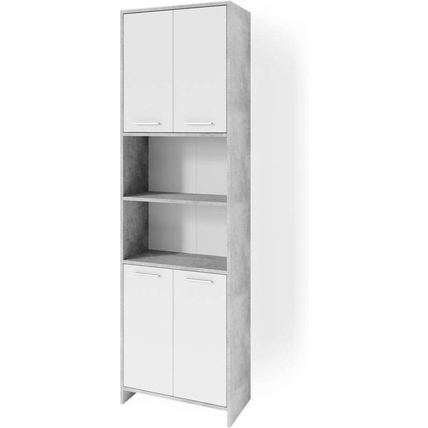 Vicco Hochschrank Maris, Weiß/Beton, 56.1 x 190 cm (1-St)