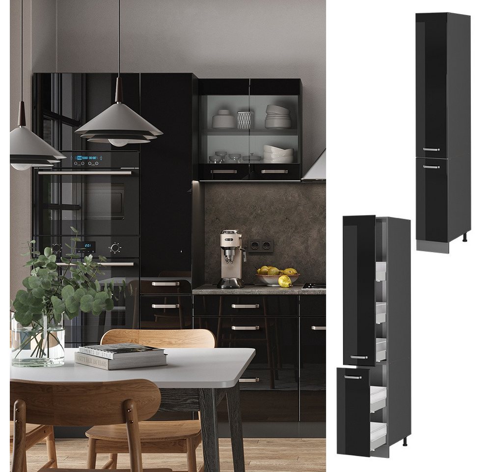 Vicco Hochschrank R-Line, Schwarz Hochglanz/Anthrazit, 30 cm (1-St) – Bild 2 von 5