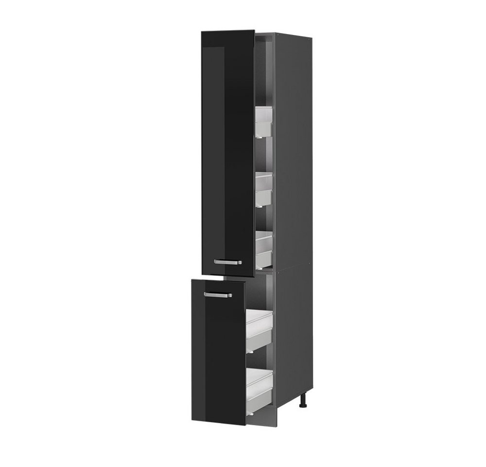 Vicco Hochschrank R-Line, Schwarz Hochglanz/Anthrazit, 30 cm (1-St) – Bild 4 von 5