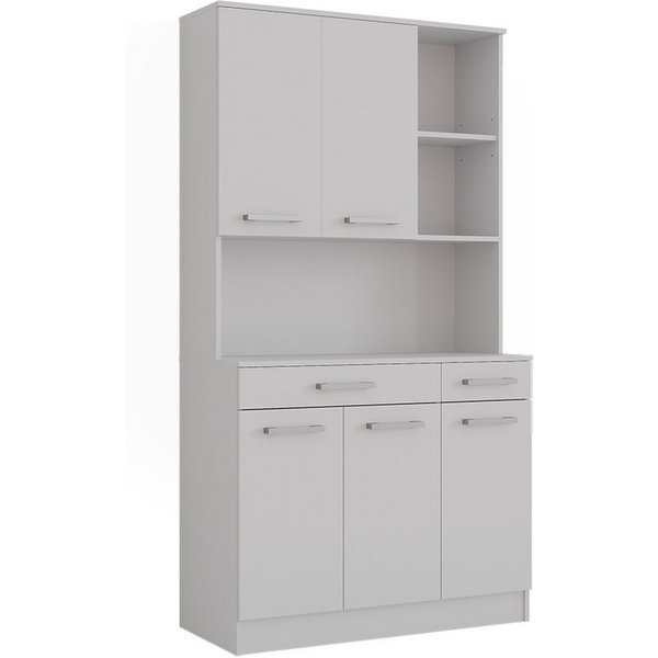 Vicco Hochschrank Raul, Weiß, 100.1 x 188.5 cm mit 5 Türen & 2 Schubladen (1-St)