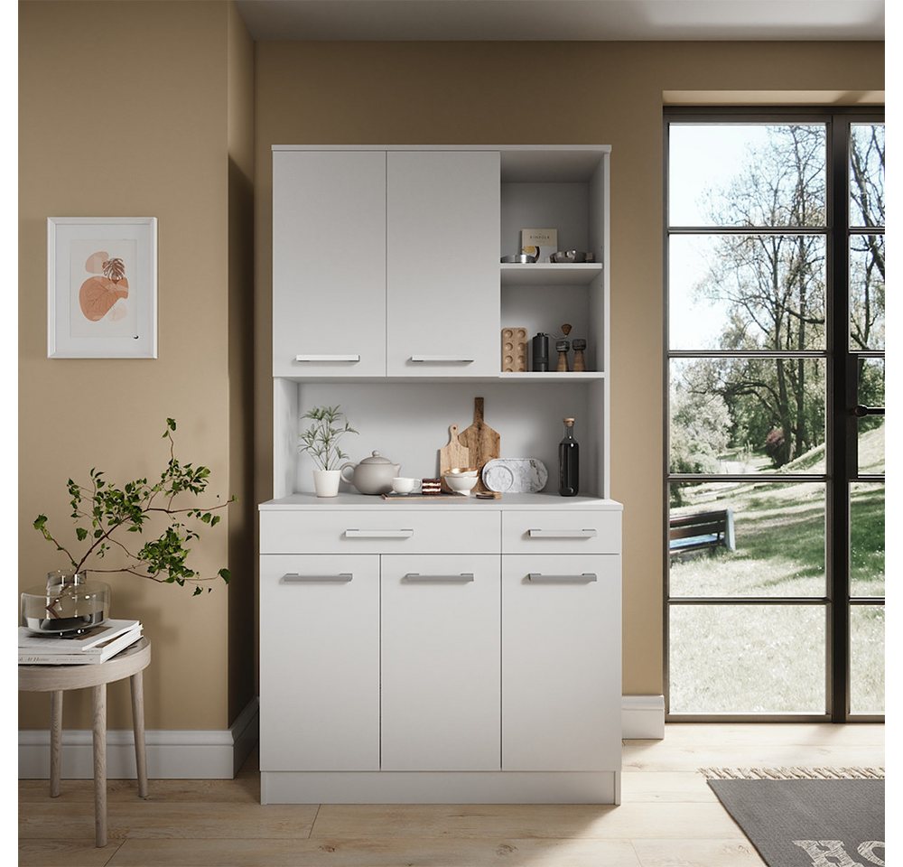 Vicco Hochschrank Raul, Weiß, 100.1 x 188.5 cm mit 5 Türen & 2 Schubladen (1-St) – Bild 3 von 5
