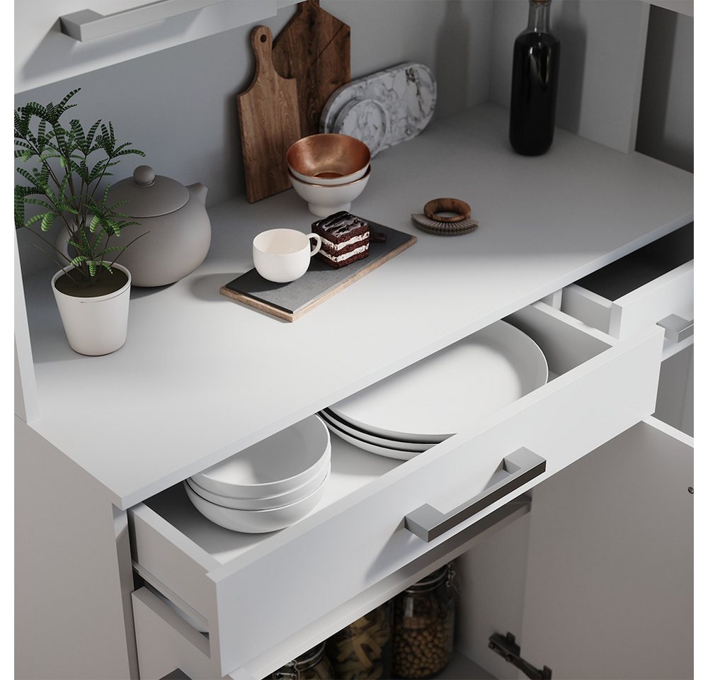 Vicco Hochschrank Raul, Weiß, 100.1 x 188.5 cm mit 5 Türen & 2 Schubladen (1-St) – Bild 4 von 5