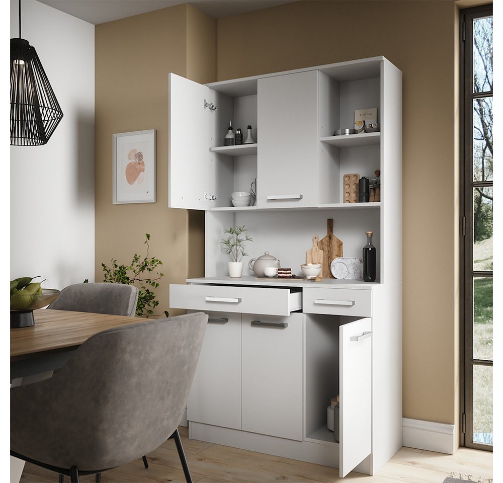 Vicco Hochschrank Raul, Weiß, 100.1 x 188.5 cm mit 5 Türen & 2 Schubladen (1-St) – Bild 5 von 5