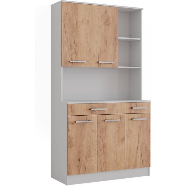 Vicco Hochschrank Raul, Weiß/Goldkraft Eiche, 100.1 x 188.5 cm mit 5 Türen & 2 Schu... (1-St)