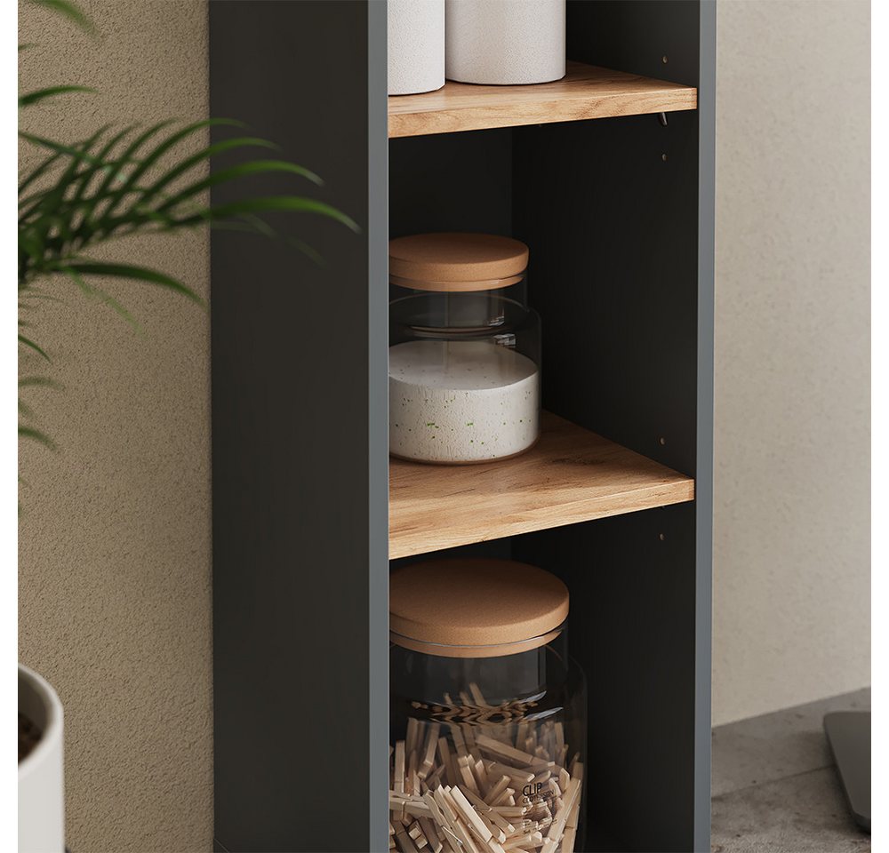 Vicco Hochschrank Viktor, Anthrazit/Goldkraft Eiche, 30 x 188.6 cm (1-St) – Bild 4 von 5