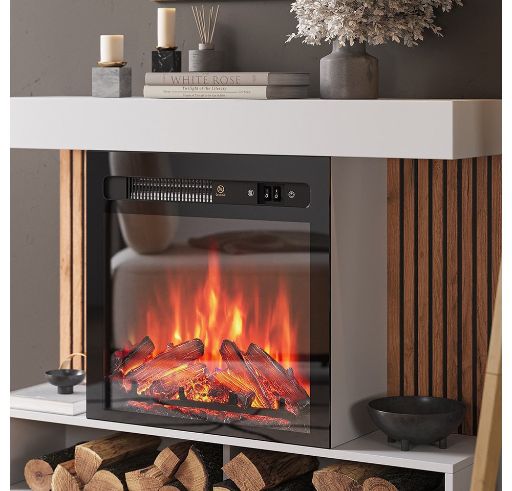 Vicco Kaminumbauschrank Lynea, Weiß, 100 cm mit realistischem Flammeneffekt und Heizung 1800W (1-St) – Bild 5 von 5