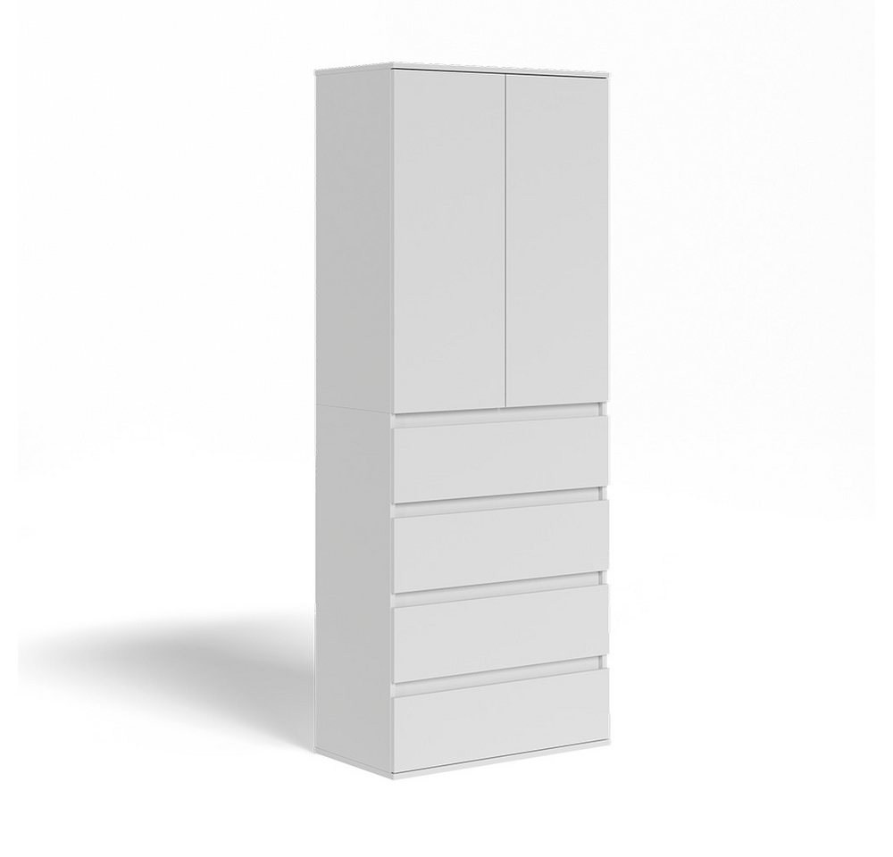 Vicco Kleiderschrank Claus, Weiß, 74 x 191.5 cm mit 4 Schubladen (1-St) – Bild 2 von 5