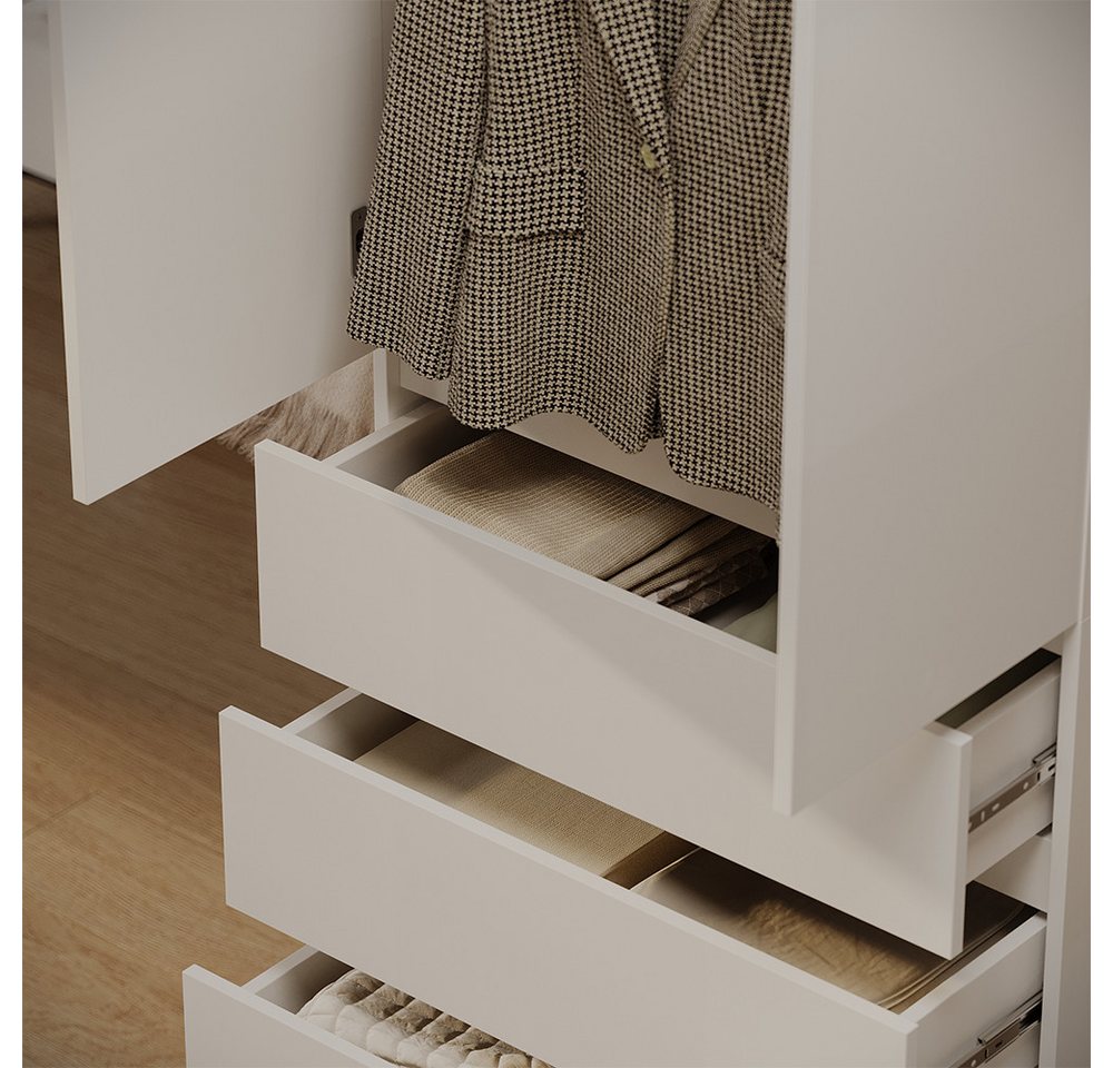 Vicco Kleiderschrank Claus, Weiß, 74 x 191.5 cm mit 4 Schubladen (1-St) – Bild 4 von 5