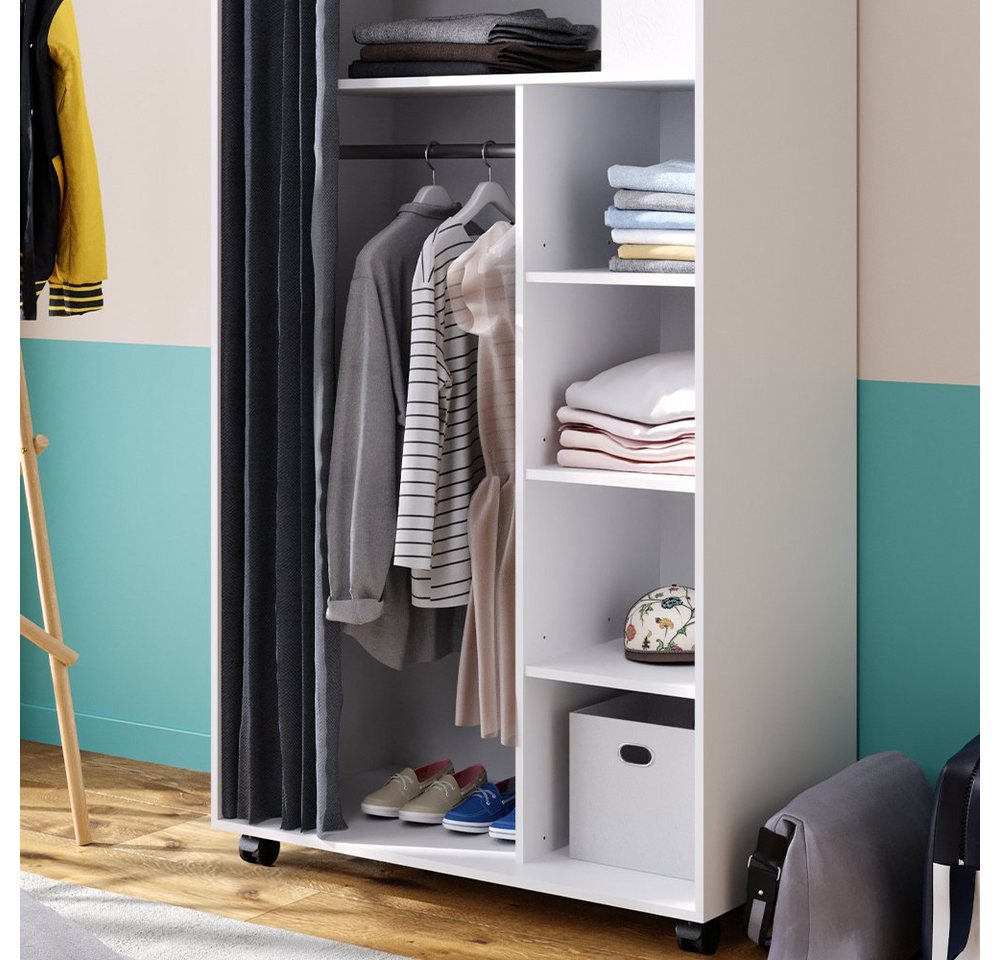 Vicco Kleiderschrank Doros, Weiß, 100 x 168 cm (1-St) mit Kleiderstange – Bild 5 von 5