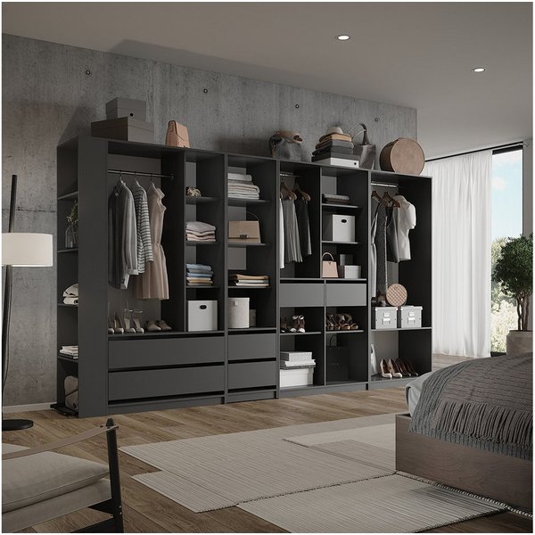 Vicco Kleiderschrank Elmo, Anthrazit, 50 x 200 cm 5er Set (5-St)