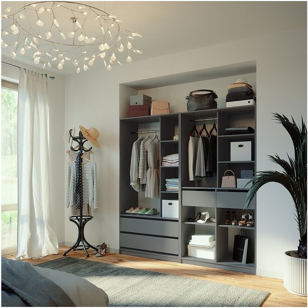 Vicco Kleiderschrank Elmo, Anthrazit, 200 x 200 cm 2er Set (2-St)