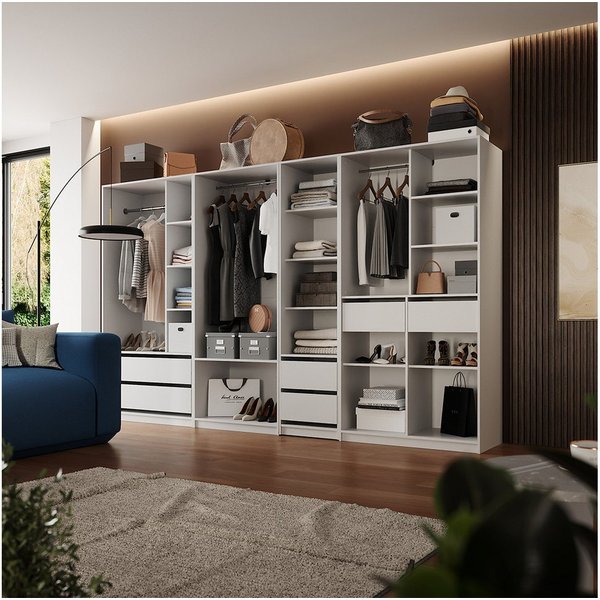 Vicco Kleiderschrank Elmo, Weiß, 50 x 200 cm 5er Set (5-St)