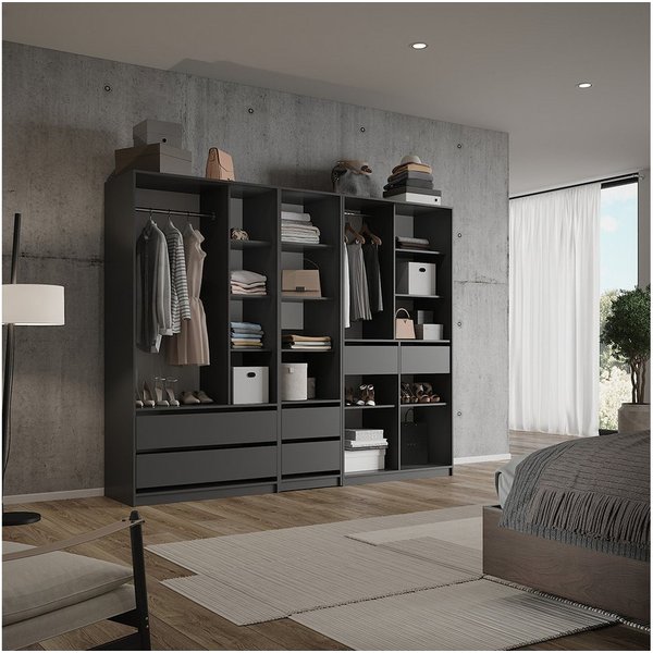 Vicco Kleiderschrank Elmo, Anthrazit, 100 x 200 cm 3er Set (3-St)