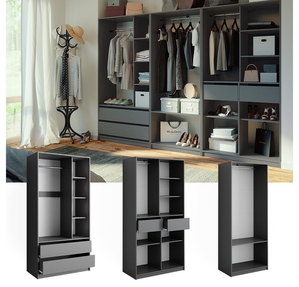 Vicco Kleiderschrank Elmo, Anthrazit, 280 x 200 cm 3er Set (3-St) – Bild 3 von 5