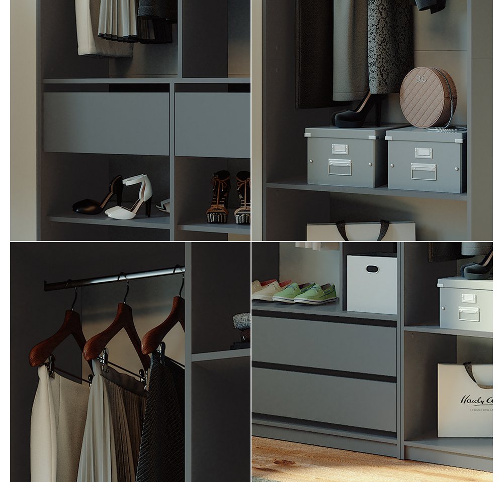 Vicco Kleiderschrank Elmo, Anthrazit, 280 x 200 cm 3er Set (3-St) – Bild 5 von 5