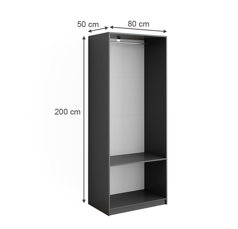 Vicco Kleiderschrank Elmo, Anthrazit, 80 x 200 cm (1-St) – Bild 4 von 5