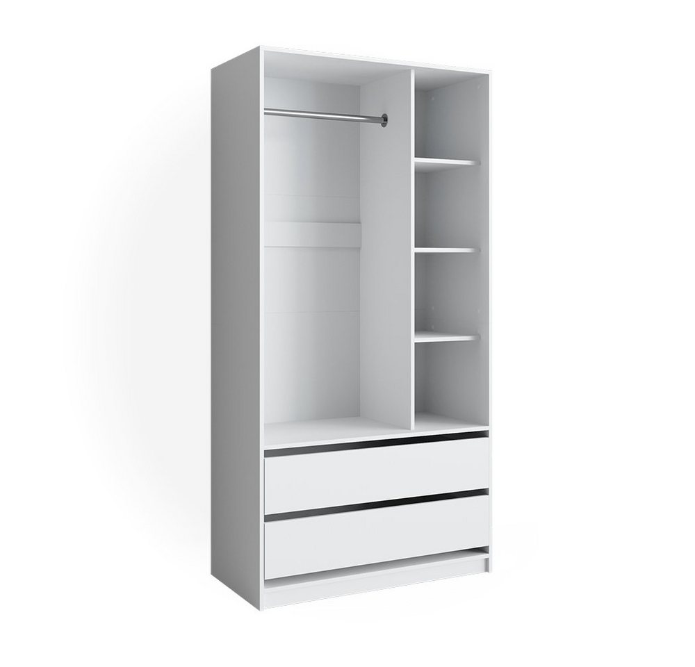 Vicco Kleiderschrank Elmo, Weiß, 100 x 200 cm mit 2 Schubladen (1-St) – Bild 2 von 5