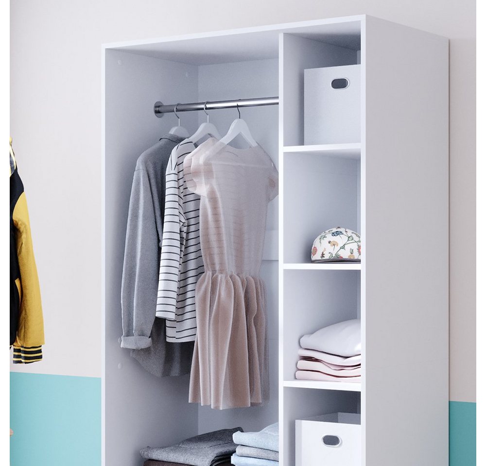 Vicco Kleiderschrank Elmo, Weiß, 100 x 200 cm mit 2 Schubladen (1-St) – Bild 5 von 5