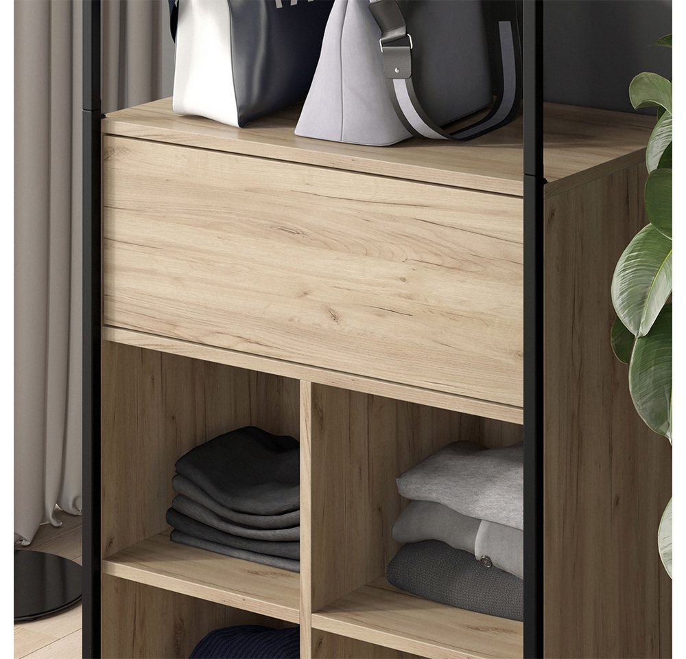 Vicco Kleiderschrank Enya, Holz/Schwarz, 60 x 180 cm mit Schublade (1-St) – Bild 4 von 5
