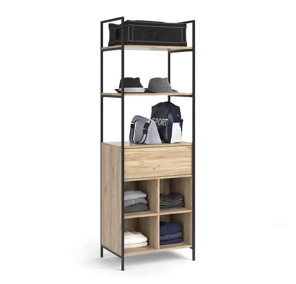 Vicco Kleiderschrank Enya, Holz/Schwarz, 60 x 180 cm mit Schublade (1-St) – Bild 5 von 5