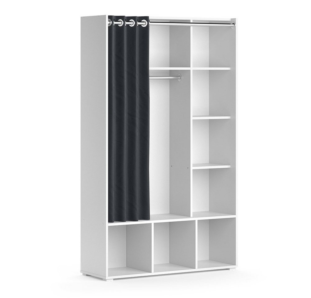 Vicco Kleiderschrank Luigi, Weiß, 38 x 178.1 cm mit Vorhang-Kleiderstange (1-St) Customizable – Bild 2 von 5