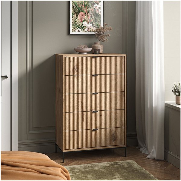 Vicco Kommode Eliza, Viking Oak, 76 x 120 cm mit 5 Schubladen (1 St)