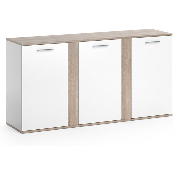 Vicco Kommode Novelli, Weiß/Sonoma, 155 x 80 cm mit Türen (1 St)