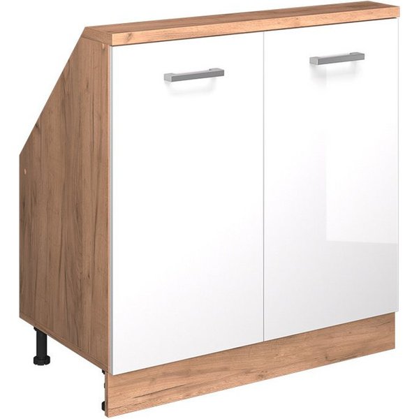 Vicco Kommode Rion, Weiß Hochglanz/Goldkraft Eiche/Goldkraft Eiche, mit 2 Türen (1 St)