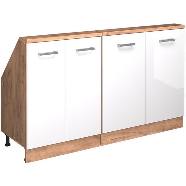 Vicco Kommode Rion, Weiß Hochglanz/Goldkraft Eiche/Goldkraft Eiche, 2er Set (2 St)