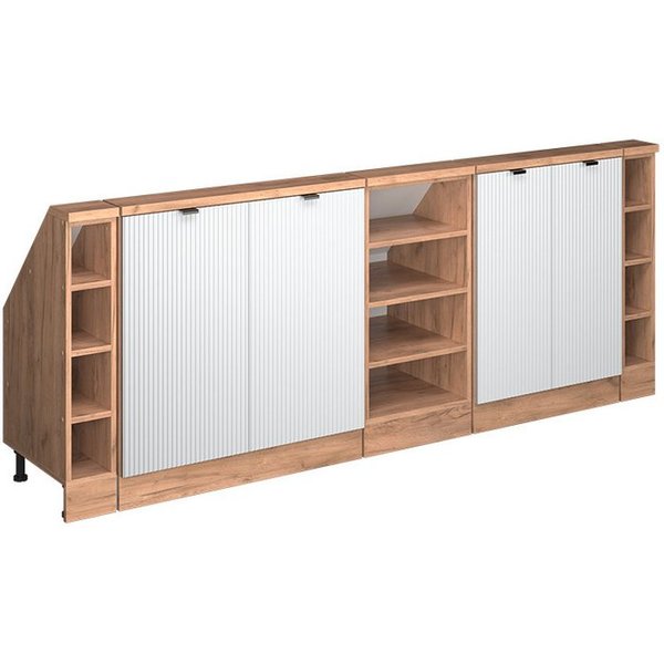 Vicco Kommode Rion, Weiß Riffel, 210 cm 5er Set (5 St)