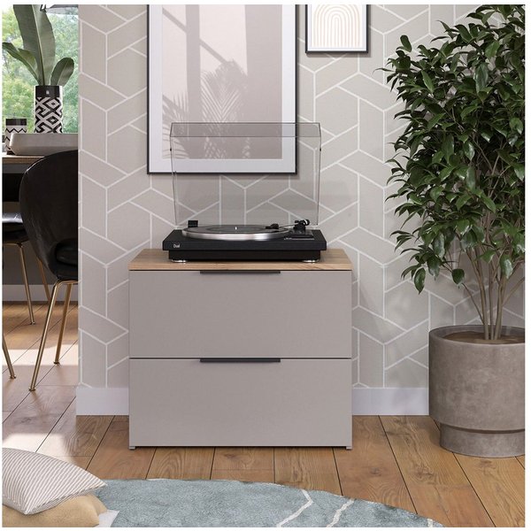 Vicco Kommode Wido, Greige/Sonoma, 60 x 50 cm mit 2 Schubladen (1 St)