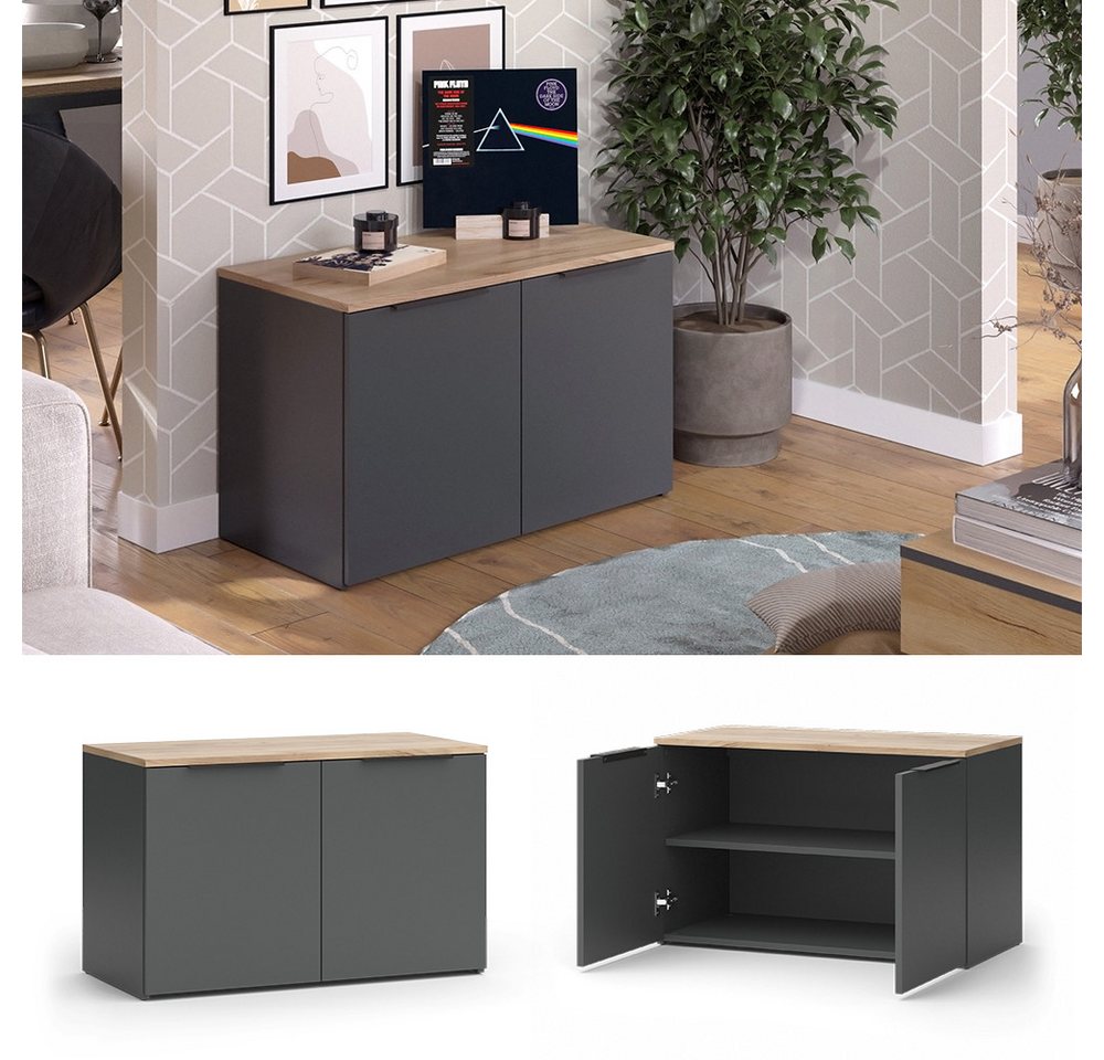 Vicco Kommode Wido, Anthrazit/Sonoma, 80 x 50 cm mit 2 Türen (1 St) – Bild 2 von 5