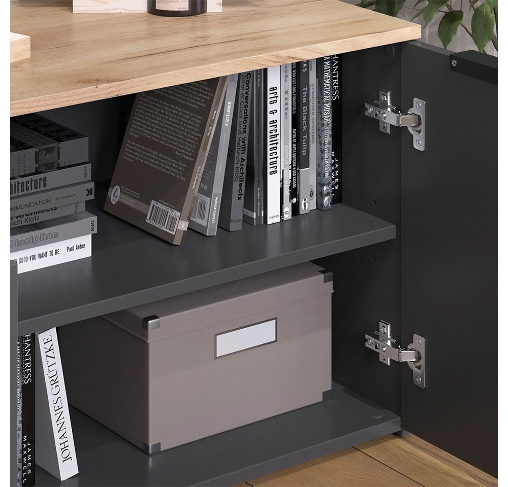 Vicco Kommode Wido, Anthrazit/Sonoma, 80 x 50 cm mit 2 Türen (1 St) – Bild 5 von 5