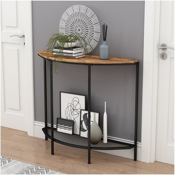 Vicco Konsolentisch Fyrk, Eiche rustikal/Schwarz, 92 x 81.5 cm mit offener Ablage (1-St)