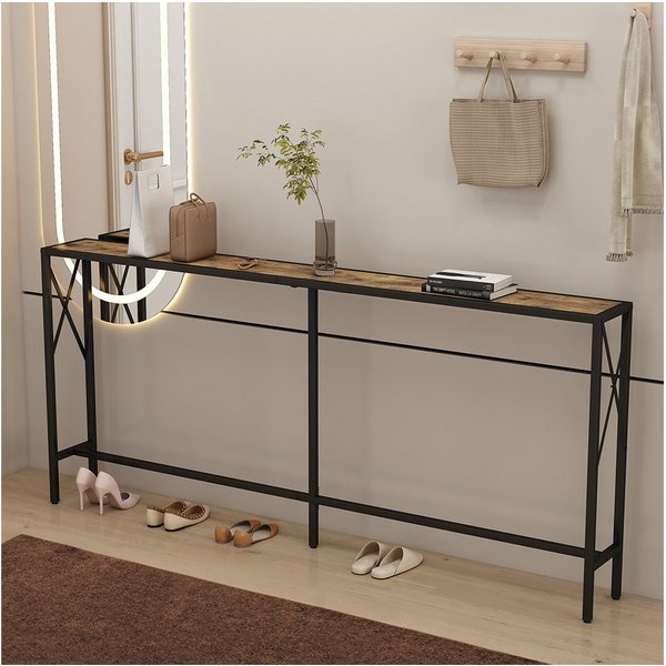 Vicco Konsolentisch Lima, Eiche rustikal/Schwarz, 174 x 77 cm (1-St)