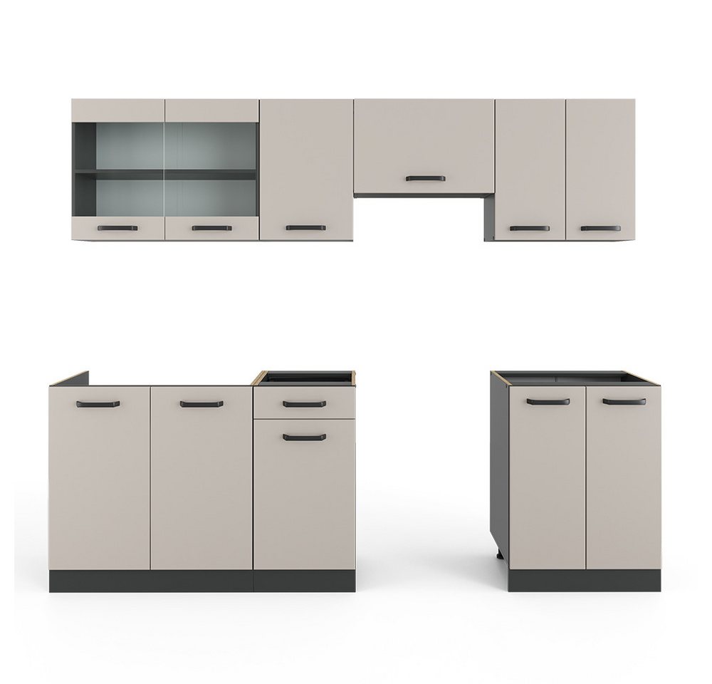 Vicco Küchenzeile R-Line, Cashmere/Anthrazit/Anthrazit, 240 cm, AP Anthrazit – Bild 3 von 5