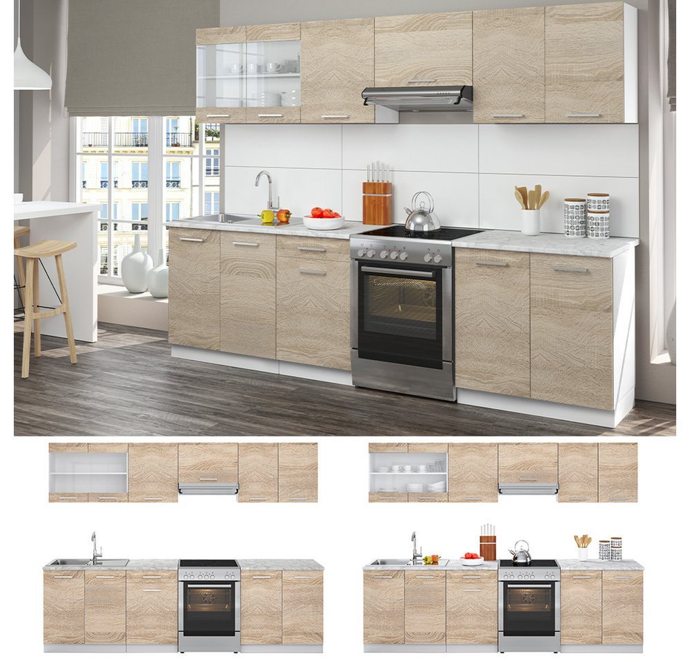 Vicco Küchenzeile R-Line, Sonoma/Weiß, 270 cm, AP Marmor – Bild 5 von 5