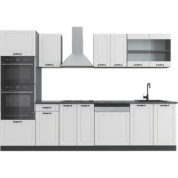 Vicco Küchenzeile R-Line, Weiß Landhaus/Anthrazit, Ohne Arbeitsplatten