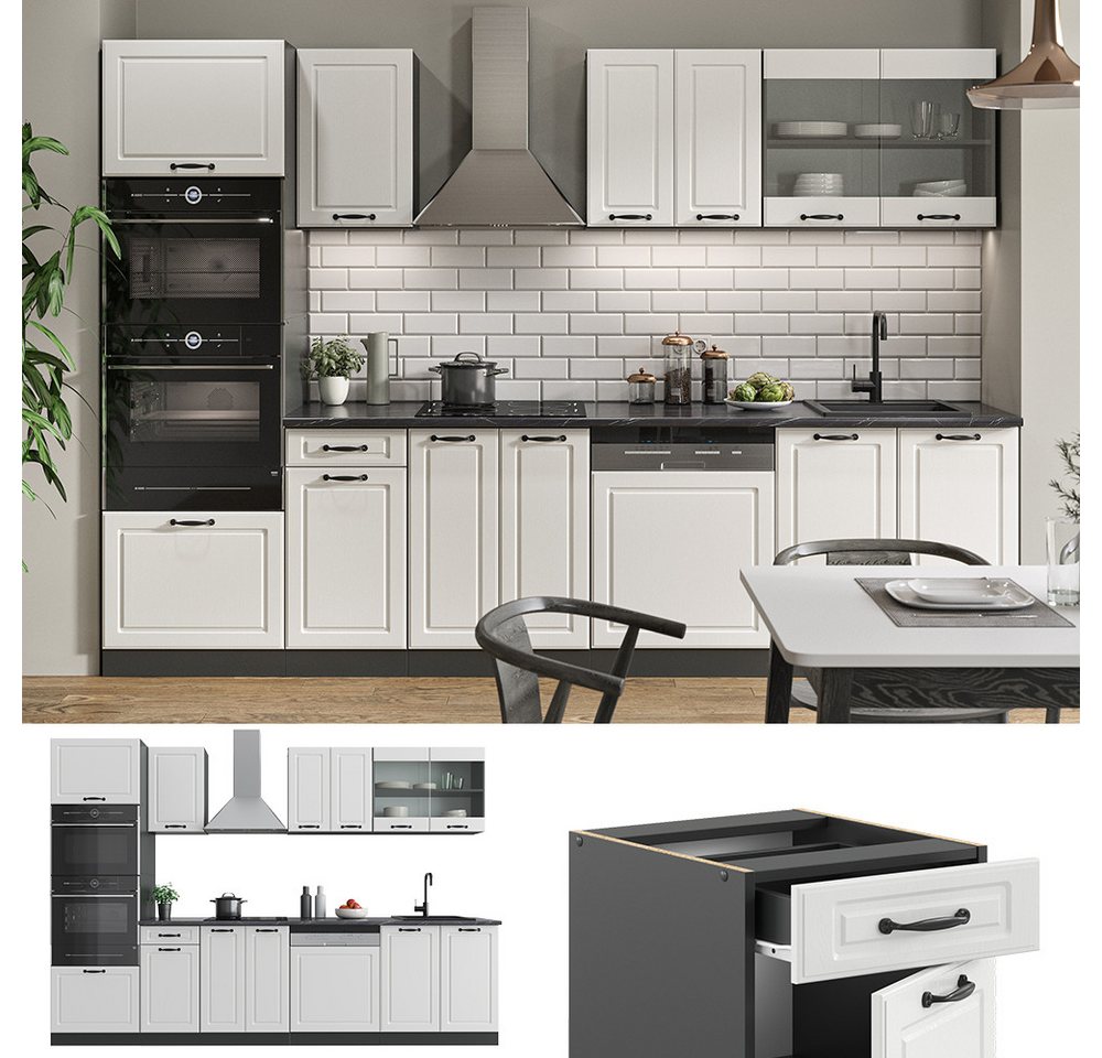 Vicco Küchenzeile R-Line, Weiß Landhaus/Anthrazit, Ohne Arbeitsplatten – Bild 4 von 5