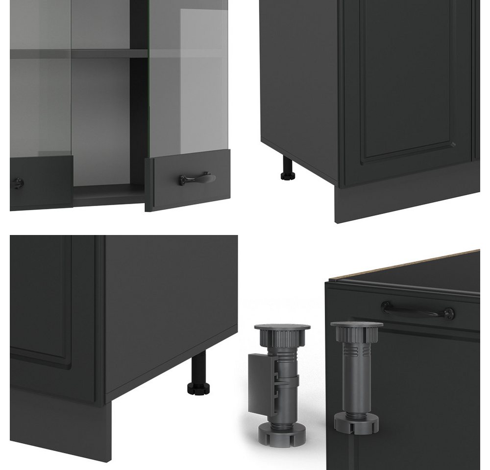 Vicco Küchenzeile R-Line, Anthrazit Landhaus/Anthrazit, 300 cm mit Hochschrank, ohne ... – Bild 5 von 5