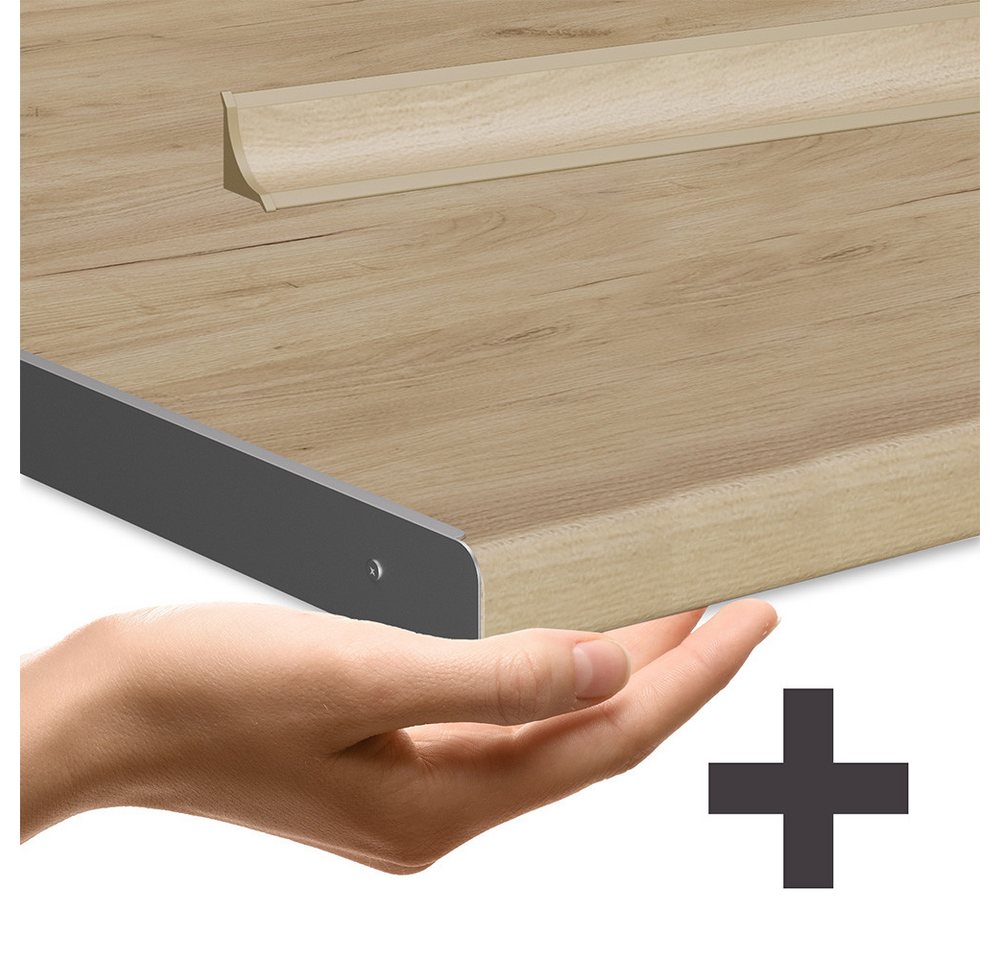 Vicco Küchenzeile R-Line, Weiß Hochglanz/Anthrazit, 300 cm, AP Eiche – Bild 2 von 5